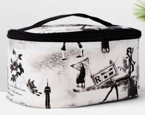 Косметичка-сундук на молнии с ручкой серый 16,5*10*8 см купить недорого в интернет магазине Beauty Prof с доставкой по Хабаровску и регионам России