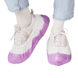 ELEGREEN Бахилы ПНД бело-фиолетовые 50 пар купить недорого в интернет магазине Beauty Prof с доставкой по Хабаровску и регионам России