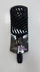 HAIR BRUSH PRO Расческа скелетная с ручкой 27 см квадрат пластик черный купить недорого в интернет магазине Beauty Prof с доставкой по Хабаровску и регионам России