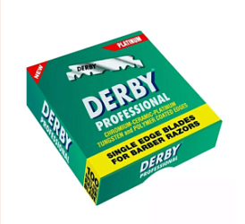 Derby Professional Односторонние лезвия для шаветки 100 шт в зеленой упаковке купить недорого в интернет магазине Beauty Prof с доставкой по Хабаровску и регионам России