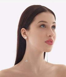 Серьги длинные с жемчугом Балерина белый в серебре 5,2 см купить недорого в интернет магазине Beauty Prof с доставкой по Хабаровску и регионам России