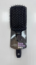 HAIR BRUSH PRO Расческа массажная с ручкой 25,6 см квадратная пластик черная купить недорого в интернет магазине Beauty Prof с доставкой по Хабаровску и регионам России