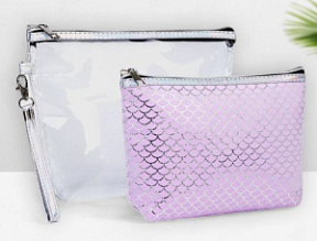 Набор косметичек 2в1 Змейка с ручкой сиреневая 25,5*6*19 см купить недорого в интернет магазине Beauty Prof с доставкой по Хабаровску и регионам России