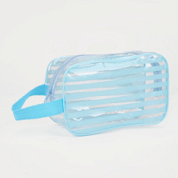 Косметичка дорожная ПВХ Полосатик на молнии цвет голубой 21,5*7,5*11,5 см купить недорого в интернет магазине Beauty Prof с доставкой по Хабаровску и регионам России