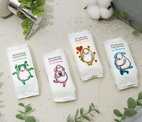 Салфетки влажные универсальные Овечки с хлопком 8 шт. 10*14 см купить недорого в интернет магазине Beauty Prof с доставкой по Хабаровску и регионам России