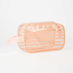 Косметичка дорожная ПВХ Полосатик на молнии цвет розовый 21,5*7,5*11,5 см купить недорого в интернет магазине Beauty Prof с доставкой по Хабаровску и регионам России