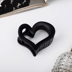 Краб для волос Сердце матовый и глянец черный 6,5 см купить недорого в интернет магазине Beauty Prof с доставкой по Хабаровску и регионам России