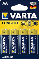 Батарейка Varta щелочная АА LR6 4106 Longlife 4 шт/бл