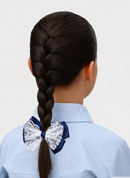 Бант для волос на резинке Школьница синий с кружевами купить недорого в интернет магазине Beauty Prof с доставкой по Хабаровску и регионам России